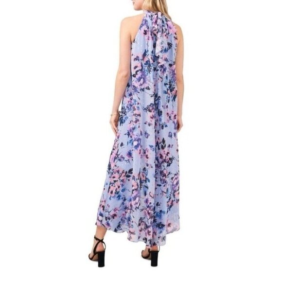 MSK Petite Women's Sz PL Light Blue Purple Floral Print Wide Leg Jumpsuit NWT - Picture 2 of 12